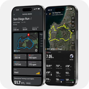 Mobile phones synching with coros and wahoo apps