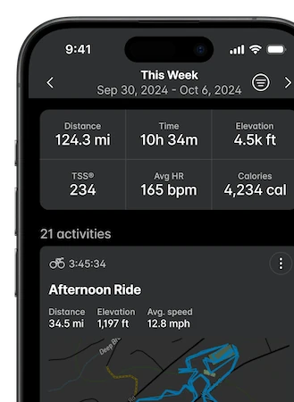 Wahoo app ride history and analytics screen