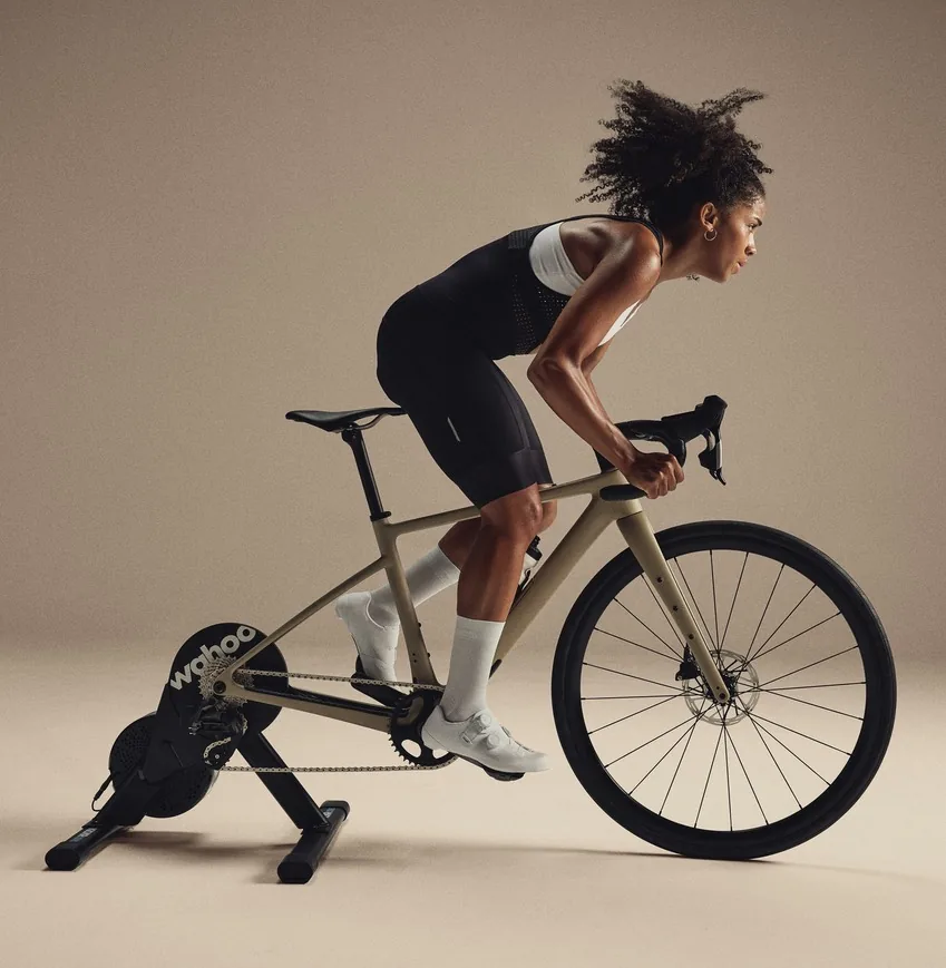 Cyclist training indoors on a Wahoo KICKR smart trainer